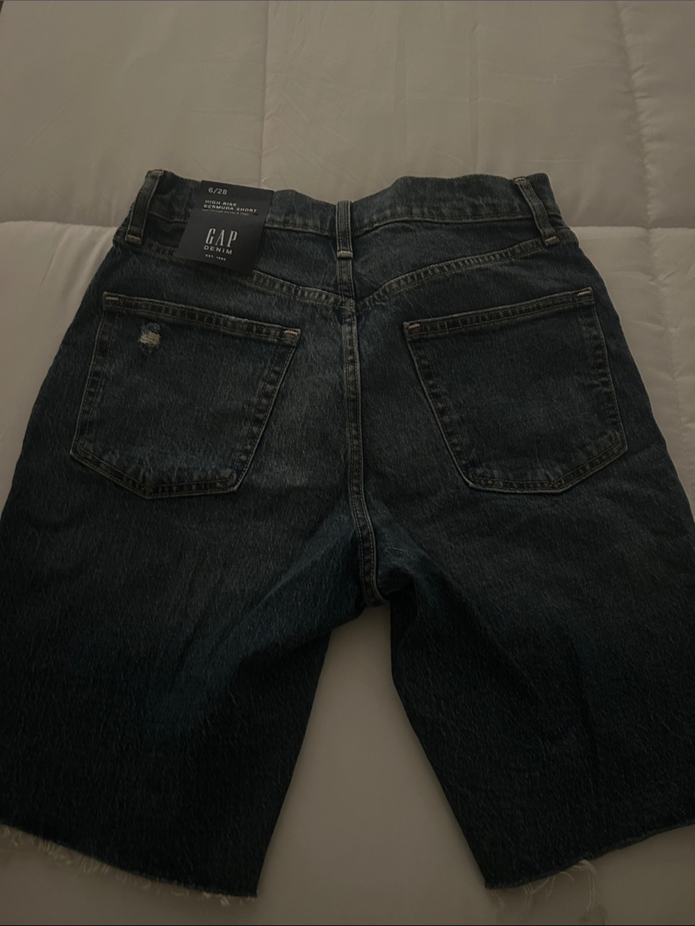 GAP Dark Indigo Distressed Denim Bermudas - Picture 2 of 3